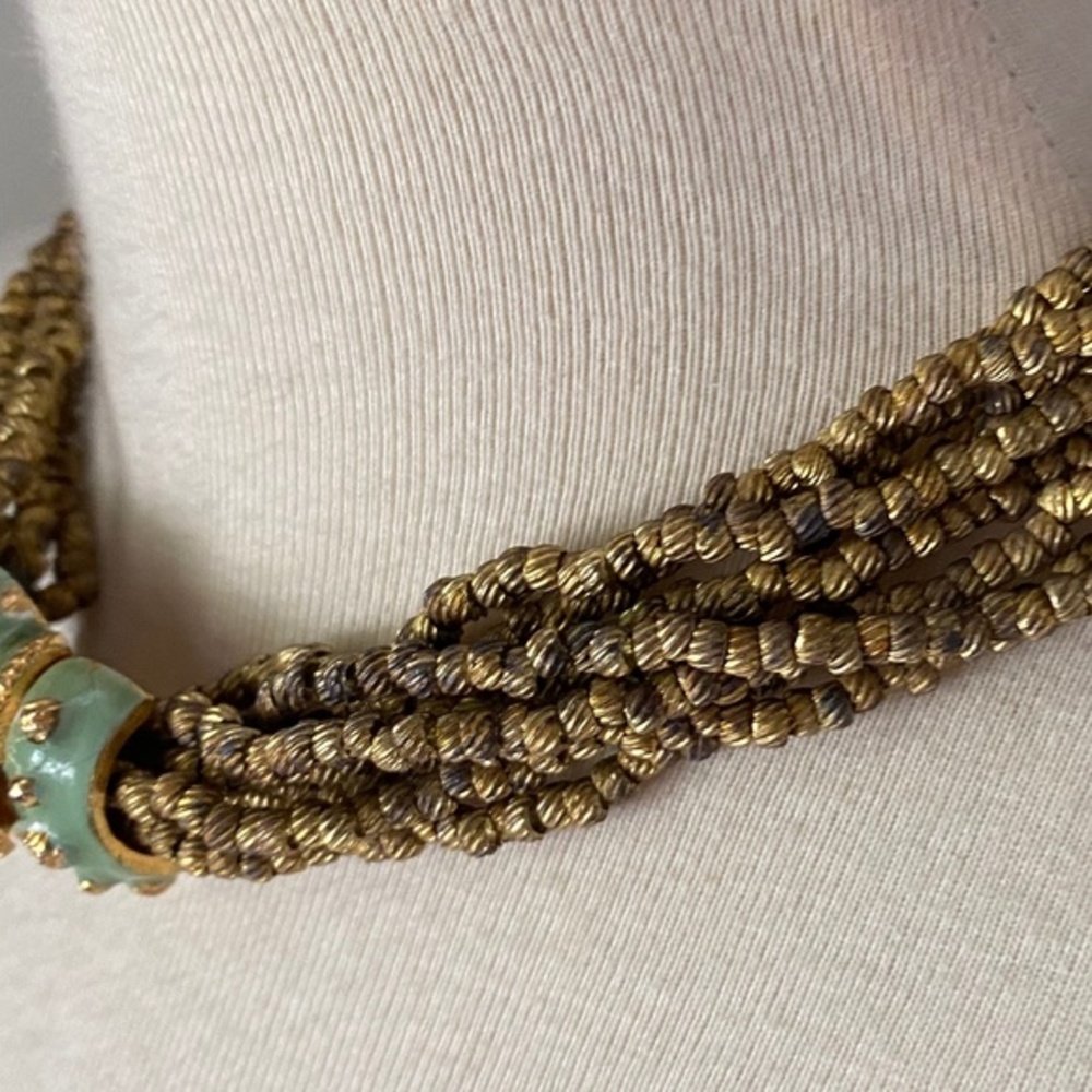 Kenneth Jay Lane Gold And Green Necklace - image 3